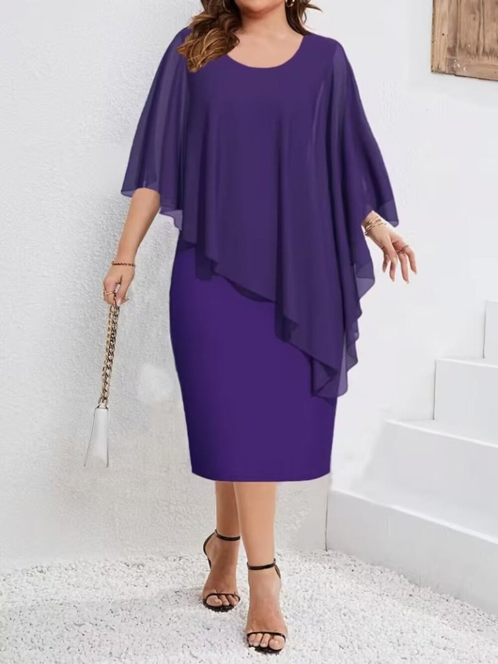 NWOT, Never Worn, Women's Plus Size 16W (2XL), Chiffon Cape Dress
